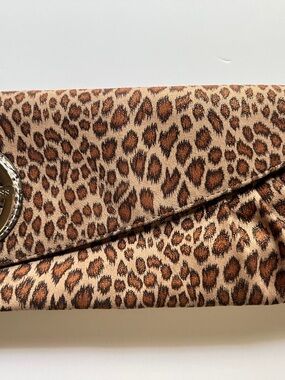 Guess Leopard Print Envelope Clutch - Brown Animal Print